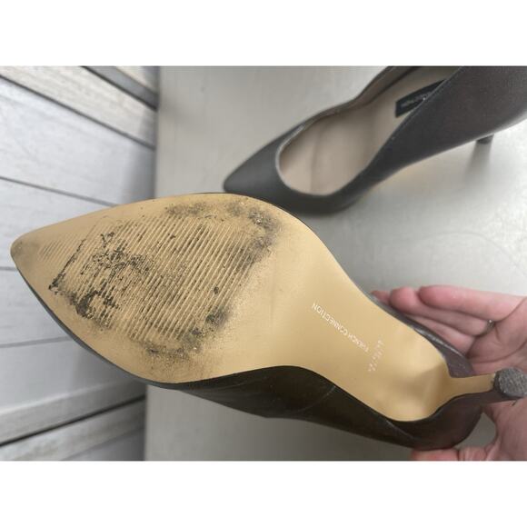 French Connection Metallic Silver Classic Pointed Toe Stiletto Heels Size 8.5 - Picture 5 of 5